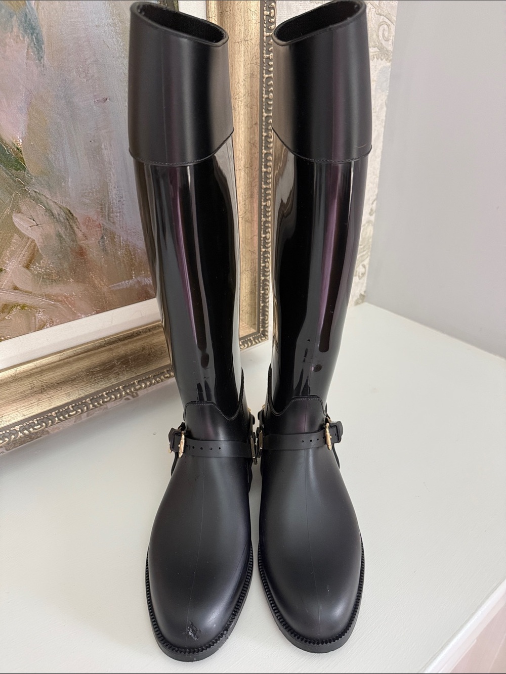 Jimmy Choo Rain Boots with Gold Hardware - Picture 2 of 6